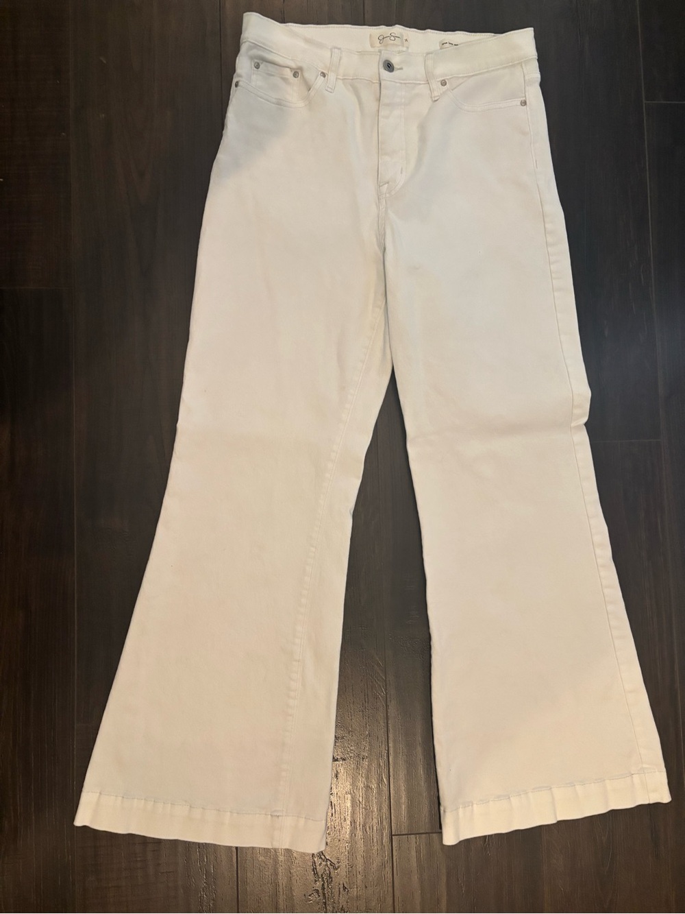 Jessica Simpson Cream Flare Jeans - High-Rise Wide Leg